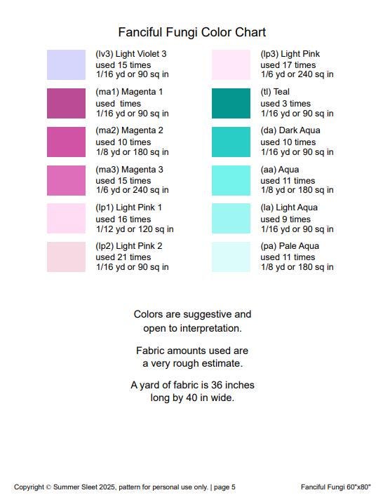 Fanciful Fungi Quilt Pattern (Twin Size), Foundation Paper Piecing (Digital Download)