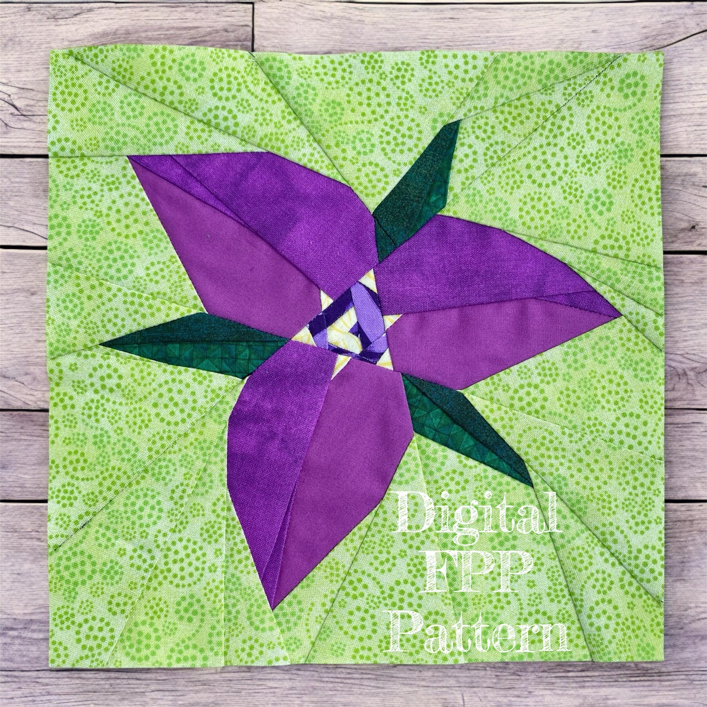 Trillium Flower Quilt Block Pattern: Foundation Paper Piecing (PDF Download)