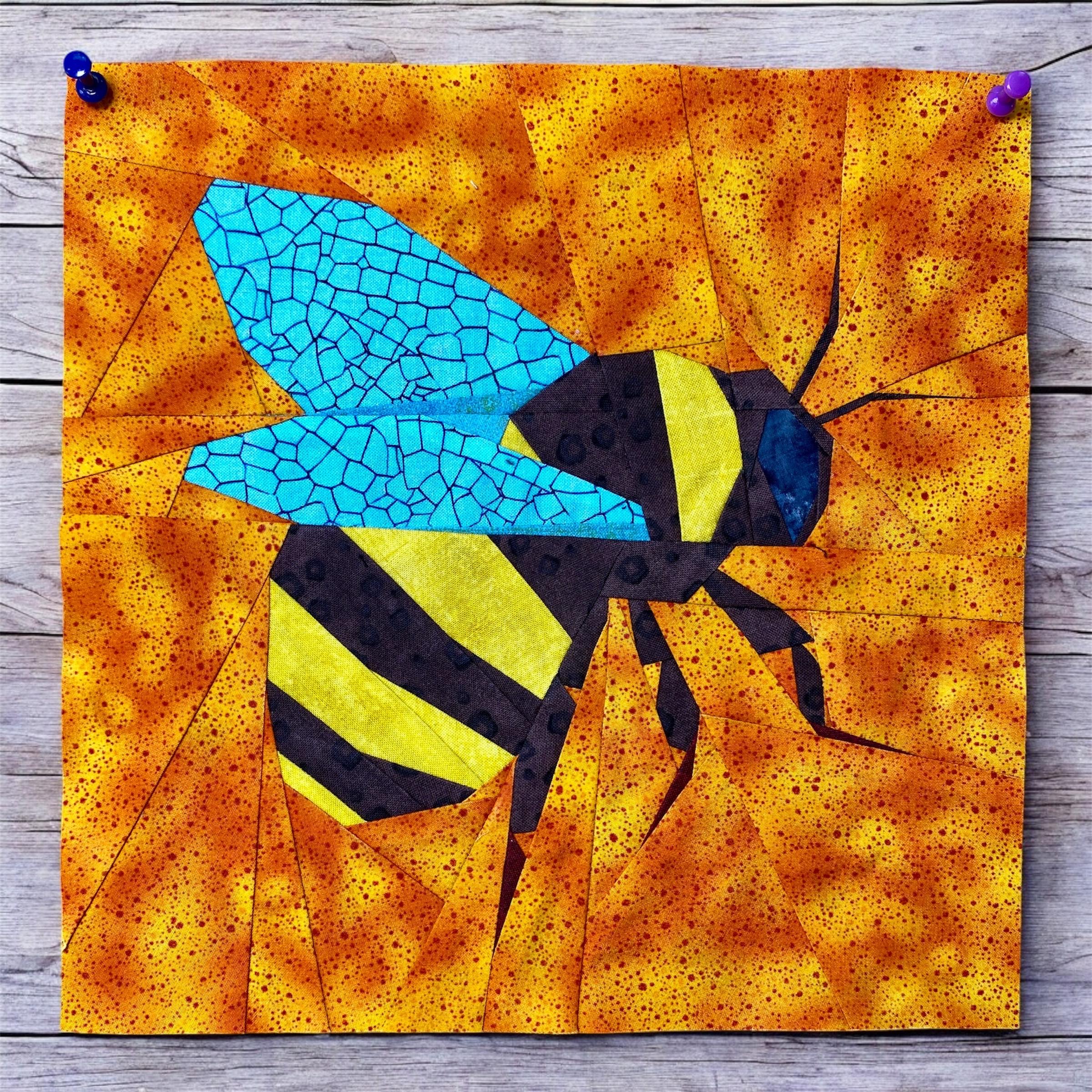 Bumble Bee Quilt Block Pattern, Foundation Paper Piecing (PDF Download)