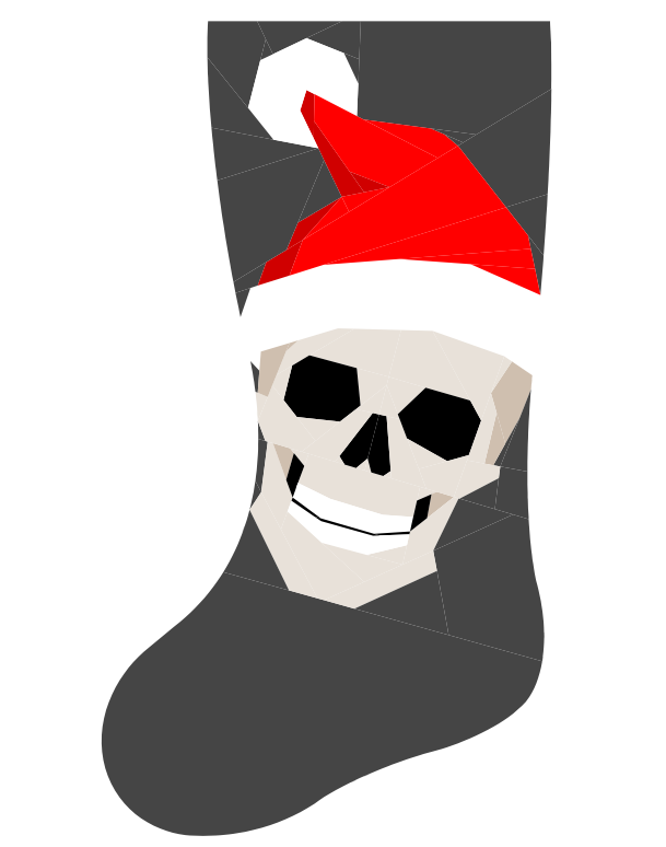 Skully Claus FPP Quilted Christmas Stocking Pattern: Foundation Paper Piecing (PDF Download)