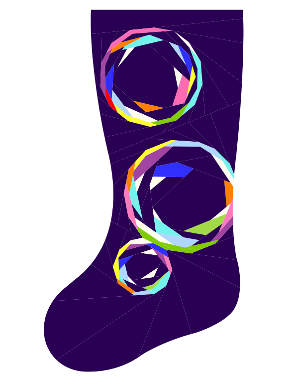 Patchwork Bubbles FPP Quilted Christmas Stocking Pattern: Foundation Paper Piecing (PDF Download)