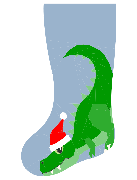 T-Rexmas FPP Quilted Christmas Stocking Pattern: Foundation Paper Piecing (PDF Download)