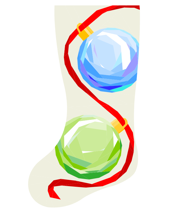 Shiny Baubles FPP Quilted Christmas Stocking Pattern: Foundation Paper Piecing (PDF Download)