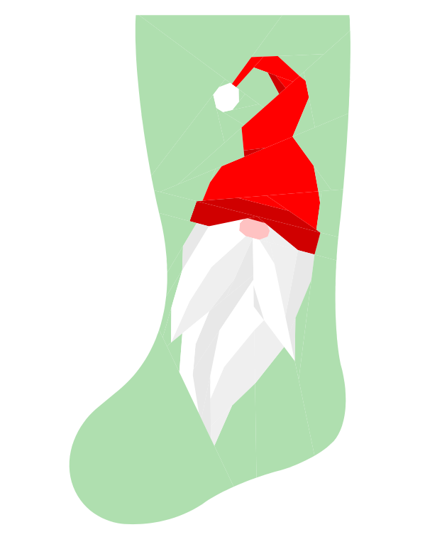 Old Gnome Kringle FPP Quilted Christmas Stocking Pattern: Foundation Paper Piecing (PDF Download)