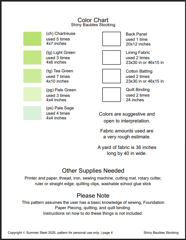 Shiny Baubles FPP Quilted Christmas Stocking Pattern: Foundation Paper Piecing (PDF Download)