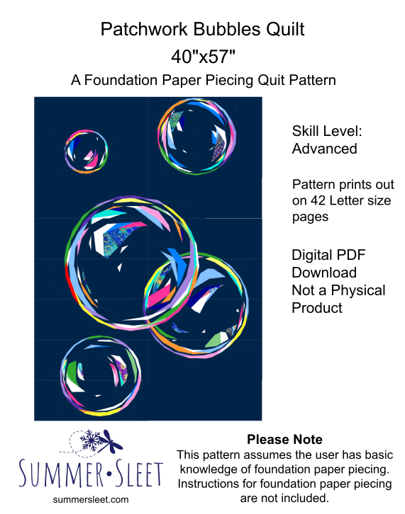 Patchwork Bubbles Quilt Pattern, Foundation Paper Piecing (PDF Download)