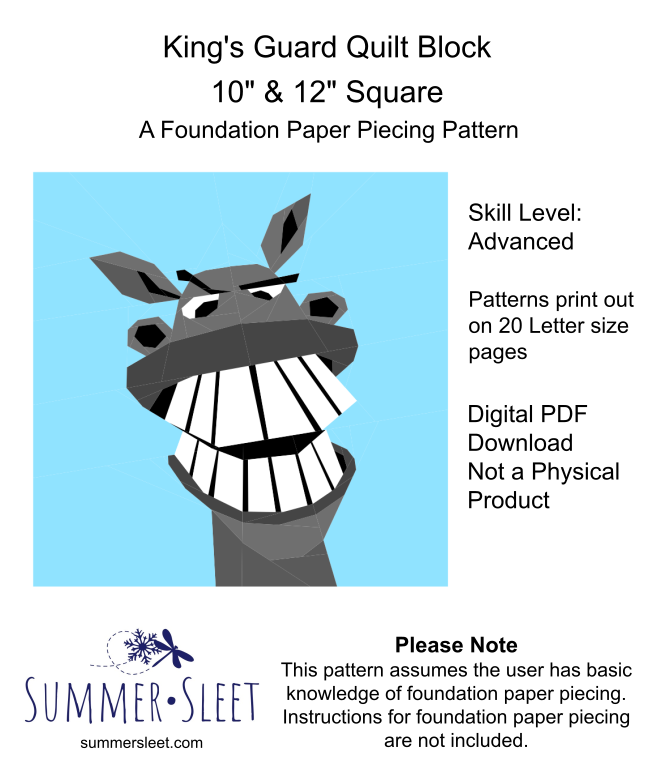 King's Guard Quilt Block Pattern, Foundation Paper Piecing (PDF Download)