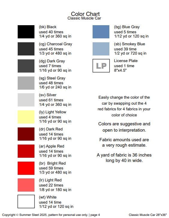 67 Chevy Camaro Classic Muscle Car Wall Quilt Pattern: Foundation Paper Piecing, for Row By Row Fabric License Plate (PDF Download)