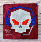 Death Gamer Skull Quilt Block Pattern, Foundation Paper Piecing (PDF Download)
