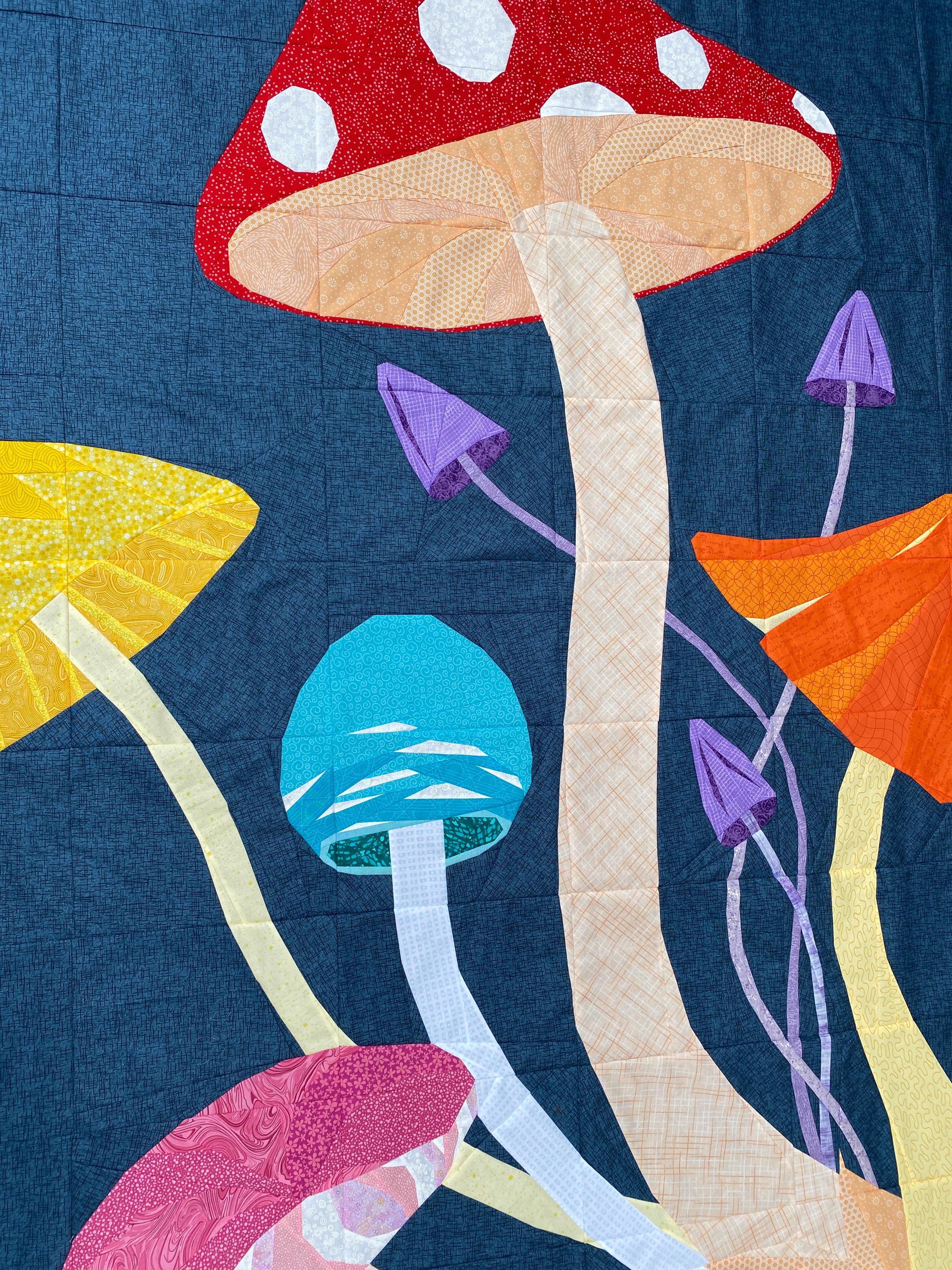 Fanciful Fungi Quilt Pattern (Twin Size), Foundation Paper Piecing (Digital Download)