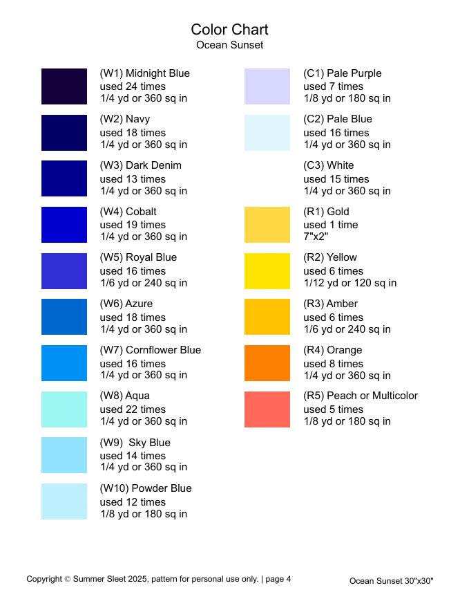 Ocean Sunset Wall Quilt Pattern, Foundation Paper Piecing (PDF Download)