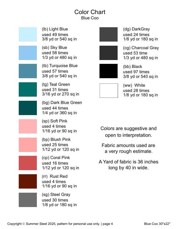 Blue Coo Wall Quilt Pattern, Foundation Paper Piecing (PDF Download)