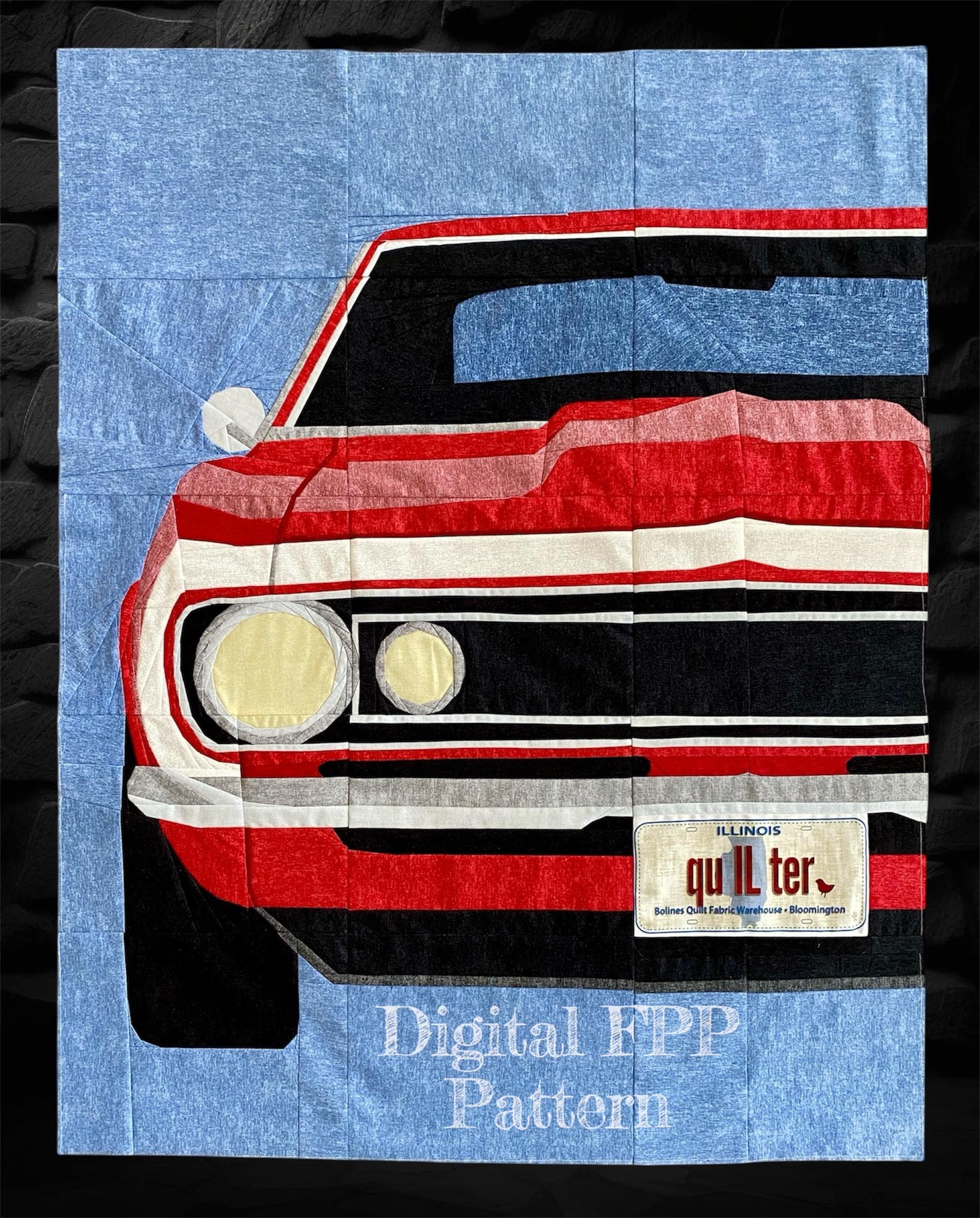 67 Chevy Camaro Classic Muscle Car Wall Quilt Pattern: Foundation Paper Piecing, for Row By Row Fabric License Plate (PDF Download)