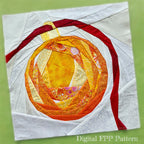 The Orange Bauble FPP Quilt Block Pattern, 12" & 16" Square, Christmas Ornament (PDF Download)