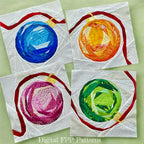 Christmas Baubles FPP Quilt Block Patterns, Set of 4, 12" & 16" Square, Christmas Ornaments (PDF Download)