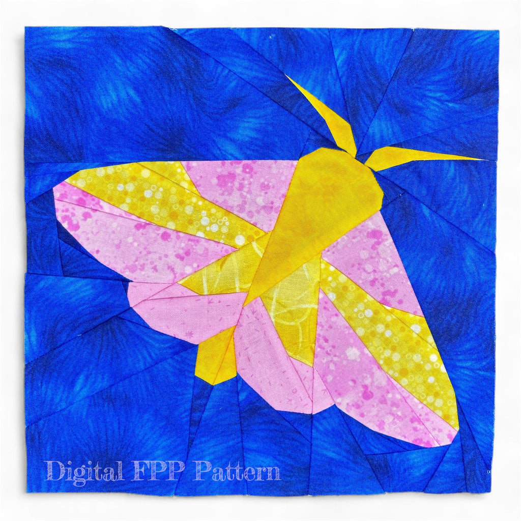 Rosy Maple Moth Quilt Block Pattern (PDF Download)