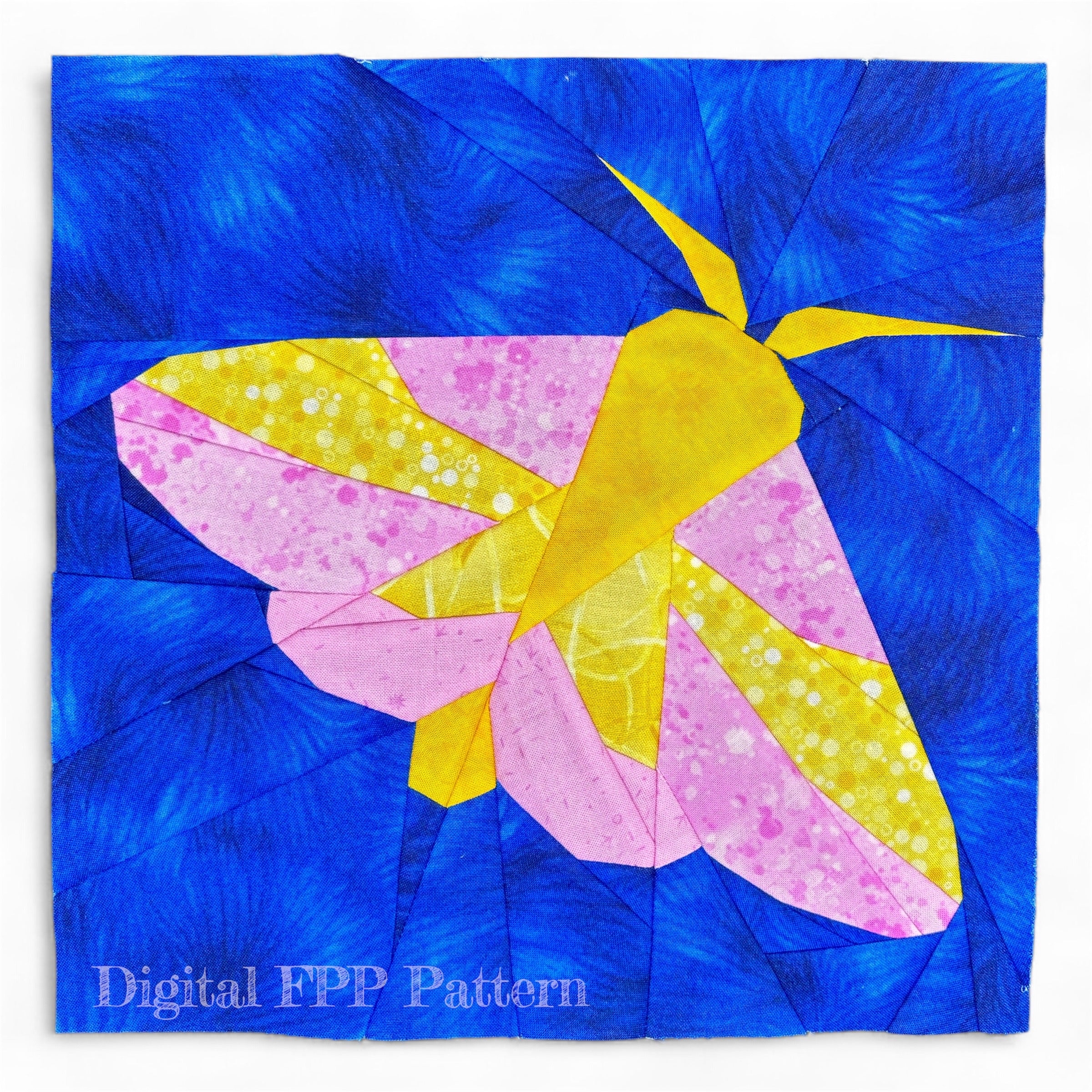 Rosy Maple Moth Quilt Block Pattern, Foundation Paper Piecing (PDF Download)