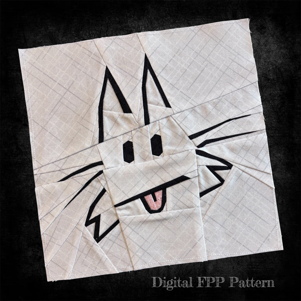 Blep Cat Doodle Quilt Block Pattern (PDF Download)