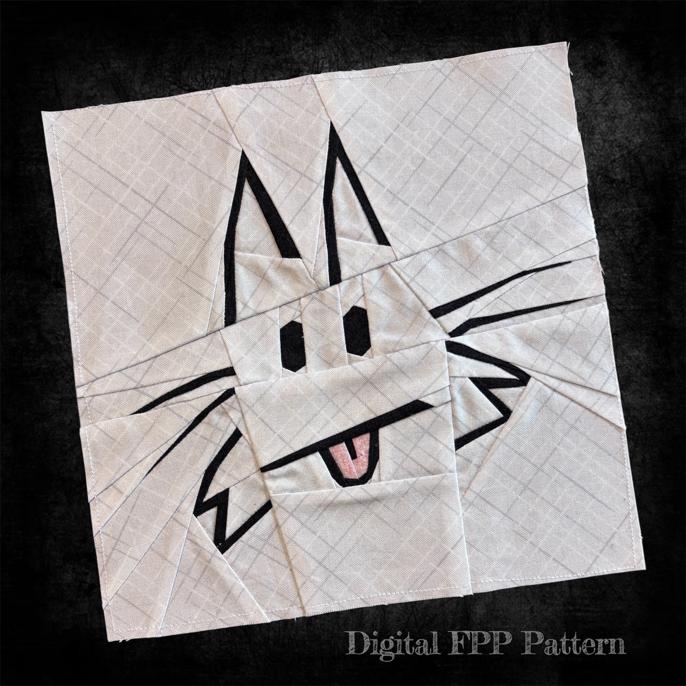 Blep Cat Doodle Quilt Block Pattern (PDF Download)