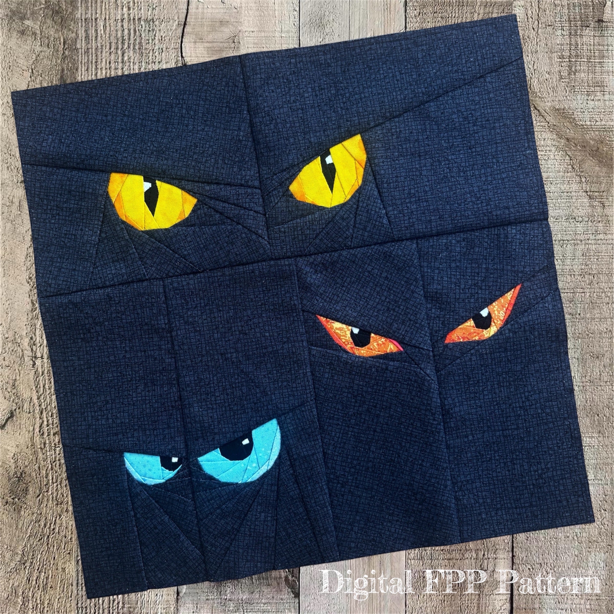Eyes in the Dark Quilt Block Pattern (PDF Download)