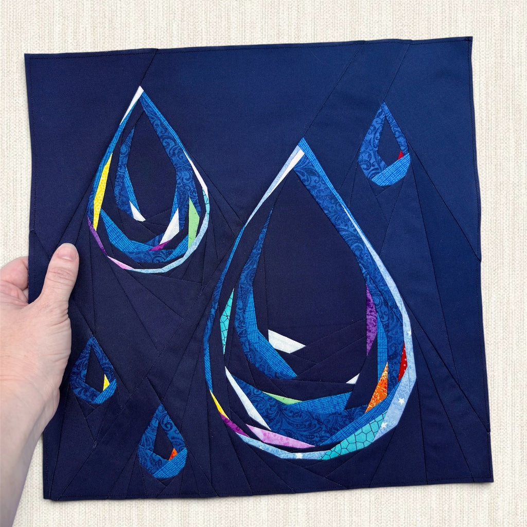 14" Rain Drops Quilt Blocks Pattern, Drip Dribble Drizzle and Drop (Digital Download)