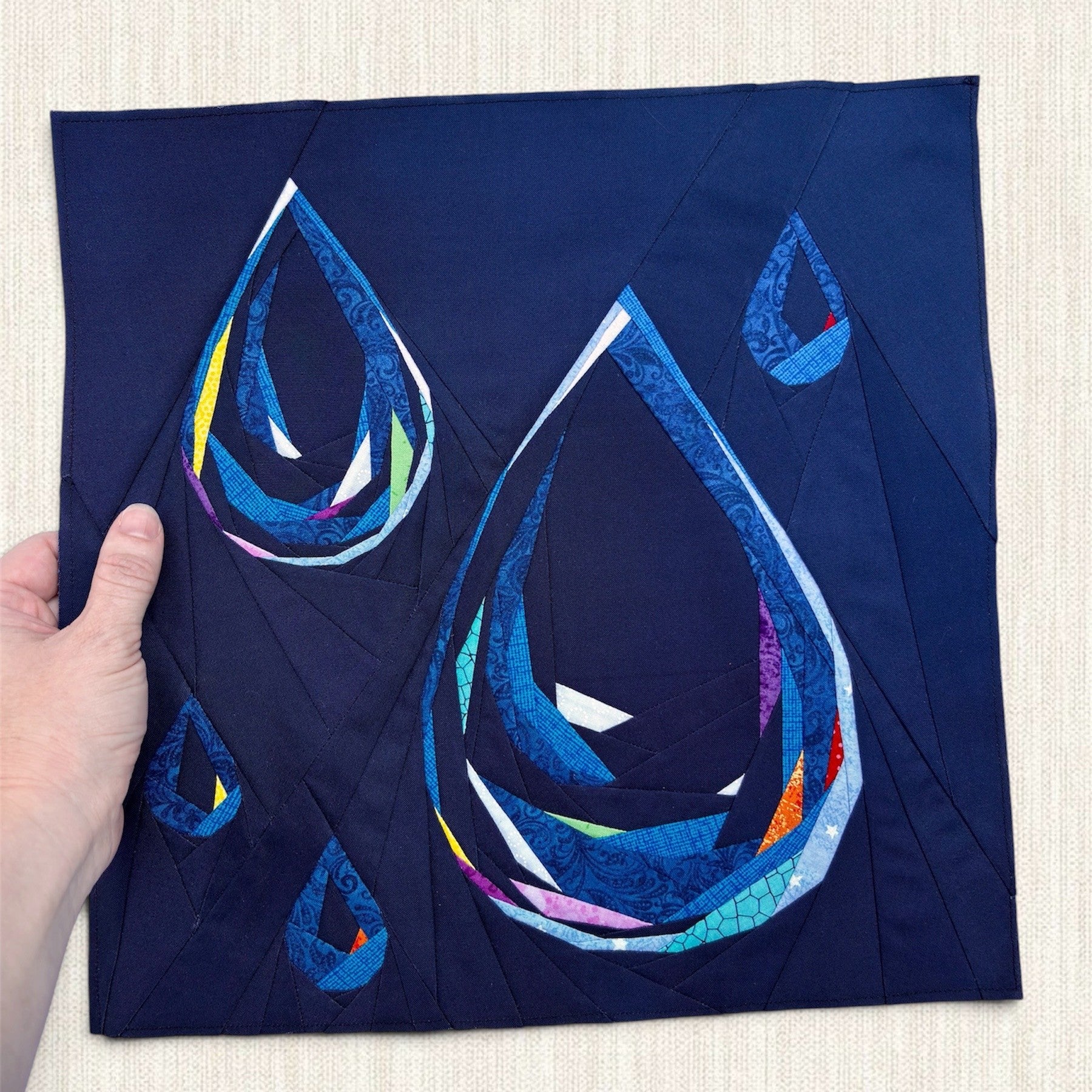 14" Rain Drops Quilt Blocks Pattern, Drip Dribble Drizzle and Drop (Digital Download)