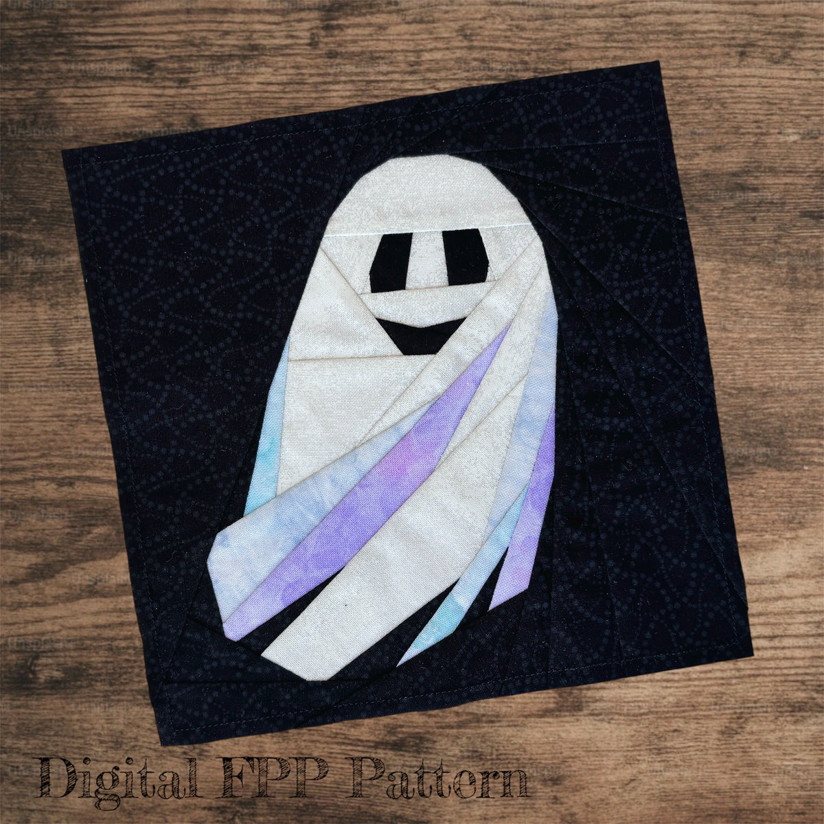 Wee Ghosty Quilt Block Pattern, Single Section FPP (Digital Download)
