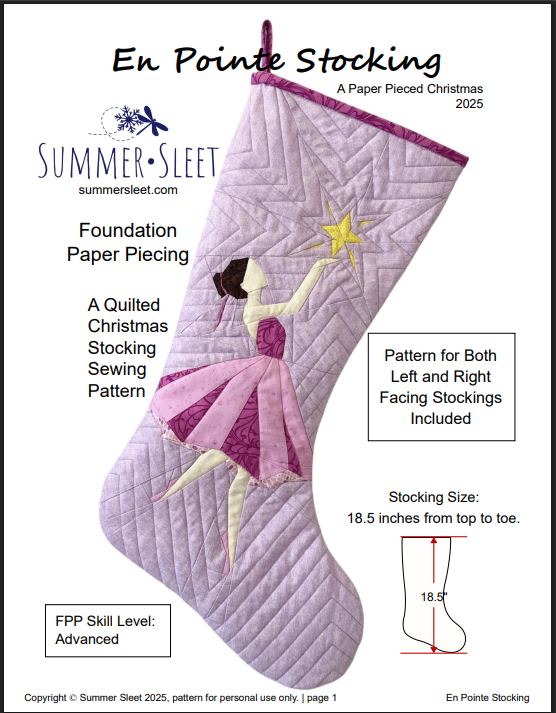 En Pointe FPP Quilted Christmas Stocking Pattern: Foundation Paper Piecing (PDF Download)