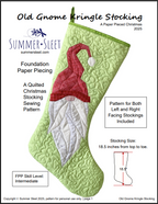 Old Gnome Kringle FPP Quilted Christmas Stocking Pattern: Foundation Paper Piecing (PDF Download)