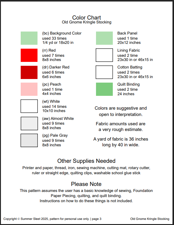 Old Gnome Kringle FPP Quilted Christmas Stocking Pattern: Foundation Paper Piecing (PDF Download)