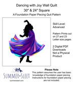Dancing with Joy Wall Quilt Pattern, Foundation Paper Piecing (PDF Download)