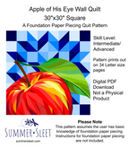 Apple of His Eye Wall Quilt Pattern, Foundation Paper Piecing (PDF Download)