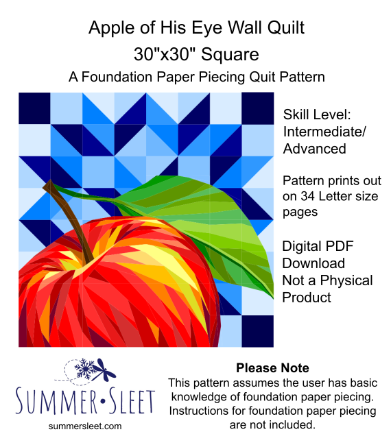 Apple of His Eye Wall Quilt Pattern, Foundation Paper Piecing (PDF Download)