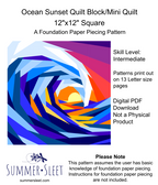 Ocean Sunset Mini Quilt Pattern, Foundation Paper Piecing (PDF Download)