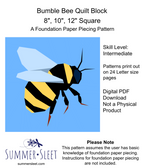 Bumble Bee Quilt Block Pattern, Foundation Paper Piecing (PDF Download)