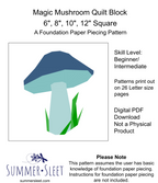 Magic Mushroom Quilt Block Pattern, Foundation Paper Piecing (PDF Download)