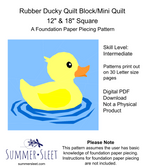Rubber Ducky Mini Quilt Pattern, Foundation Paper Piecing (PDF Download)