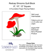 Redcap Shrooms Quilt Block Pattern, Foundation Paper Piecing (PDF Download)