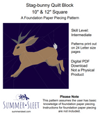 Stag-rabbit and Stag-bunny, 2 Jackalope Quilt Block Patterns (2 PDF Downloads)