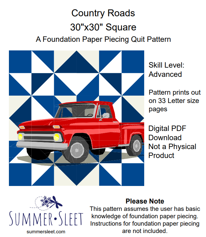Country Roads Wall Quilt Pattern: Foundation Paper Piecing (PDF Download)