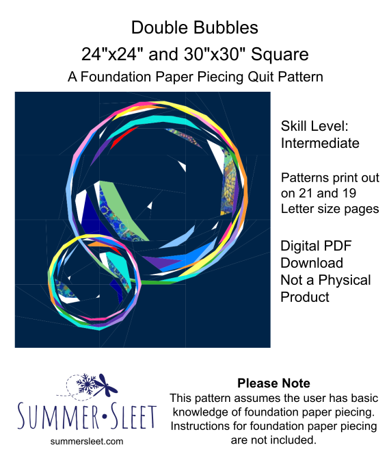 Double Bubbles Mini Quilt Pattern, Foundation Paper Piecing (PDF Download)