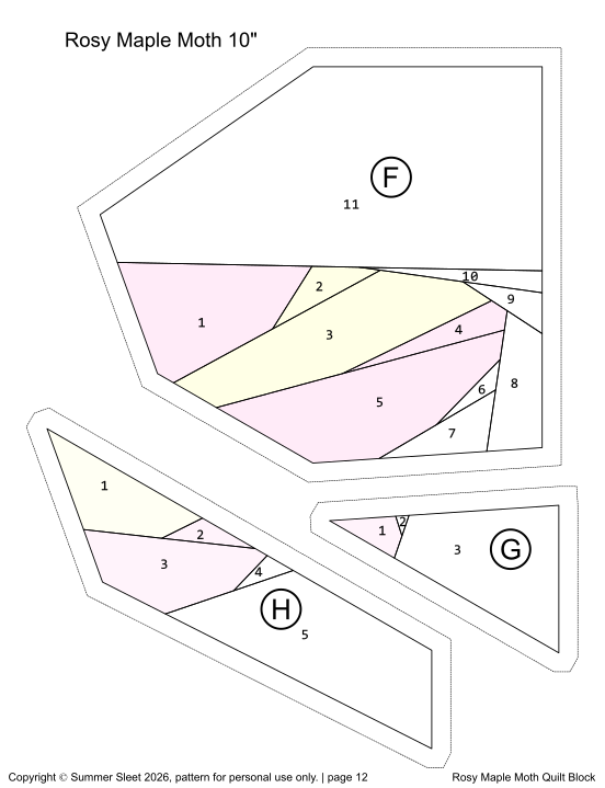 Rosy Maple Moth Quilt Block Pattern, Foundation Paper Piecing (PDF Download)