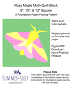Rosy Maple Moth Quilt Block Pattern (PDF Download)