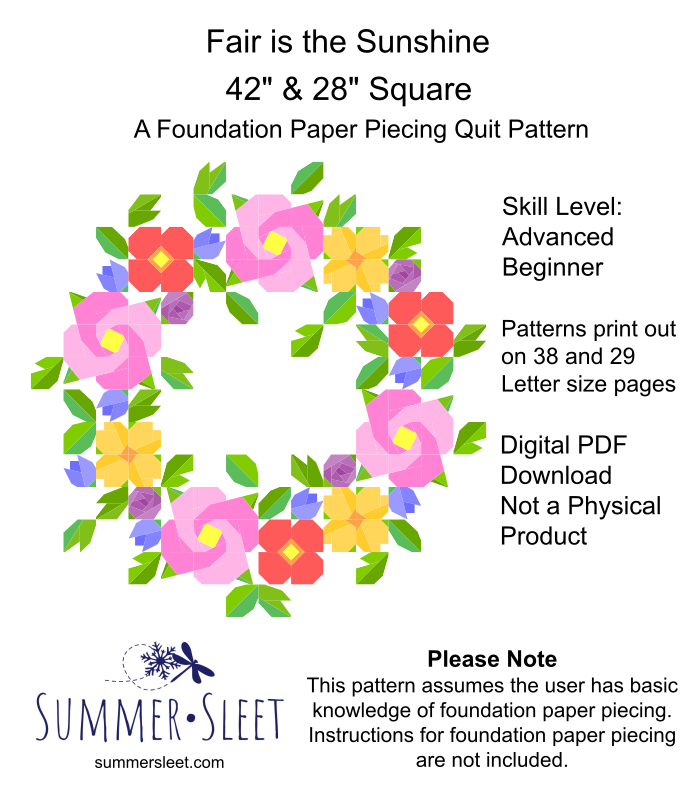 Fair is the Sunshine Quilt Pattern, Foundation Paper Piecing (PDF Download)