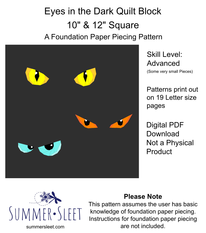 Eyes in the Dark Quilt Block Pattern (PDF Download)