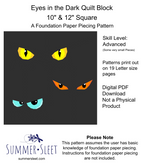 Eyes in the Dark Quilt Block Pattern (PDF Download)