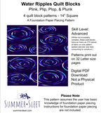 14" Water Ripples FPP Quilt Blocks Pattern, Plink Plip Plop and Plunk (Digital Download)