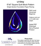 6" Li'l Drip Quilt Block Pattern, Single Section FPP (Digital Download)