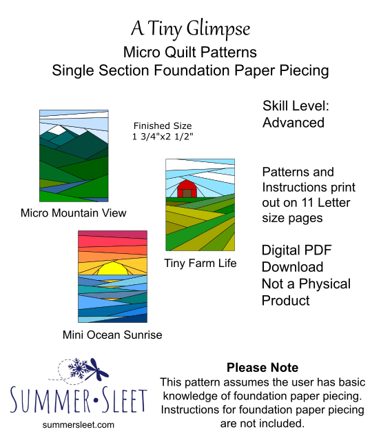 3 pdf Micro Quilt Patterns bundle (Digital Downloads)