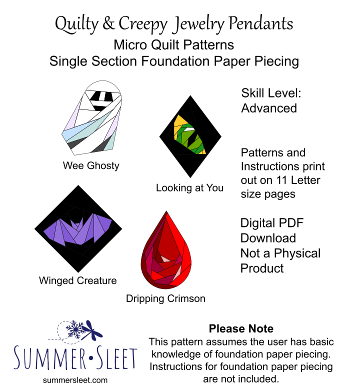 4 pdf Quilt Jewelry Pendants Pattern bundle (Digital Downloads)
